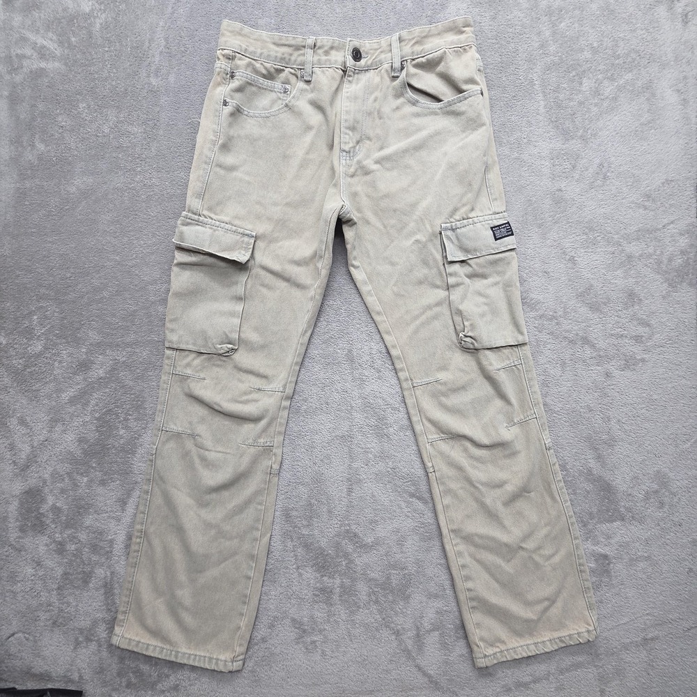 Riot Empire Pants Mens 32x30 Beige Cargo Rigid Denim Pockets Workwear